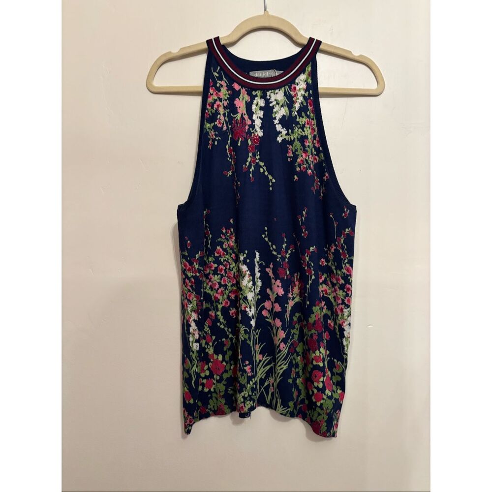 Daniel Rain Rora Halter Sweater Tank Size Large Navy Floral NWOT - Picture 4 of 10